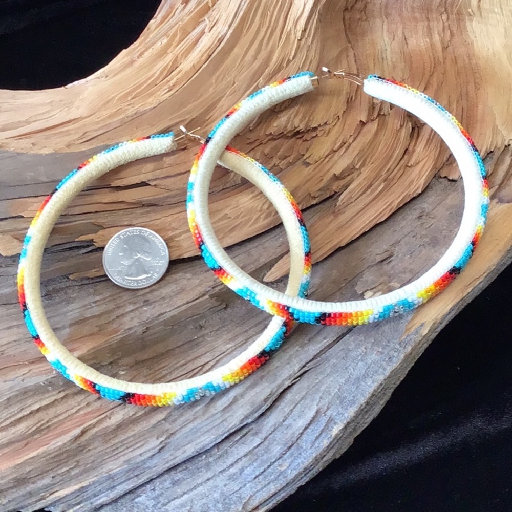 XXXXL Beaded Hoop Earrings